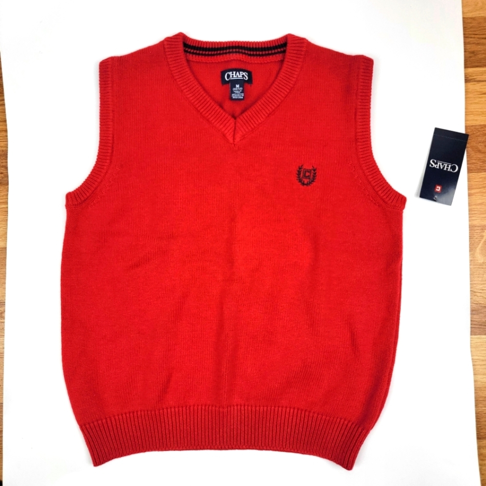 New Boys Chaps Red Sweater Vest - M